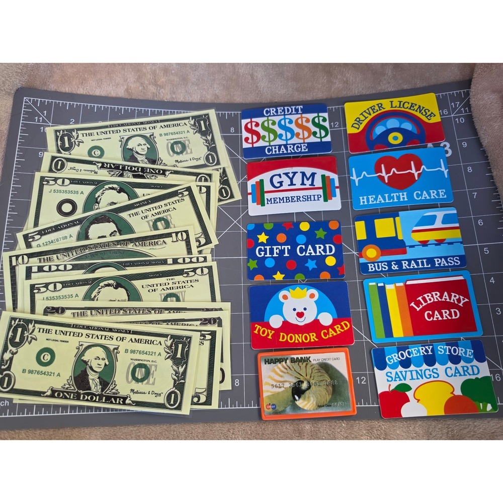 Melissa & Doug Play Money Set Educational Bills and Pretend Credit Cards